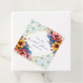 Modernes Brautparty mit blauen Fliesen aus dem Mit Geschenkanhänger