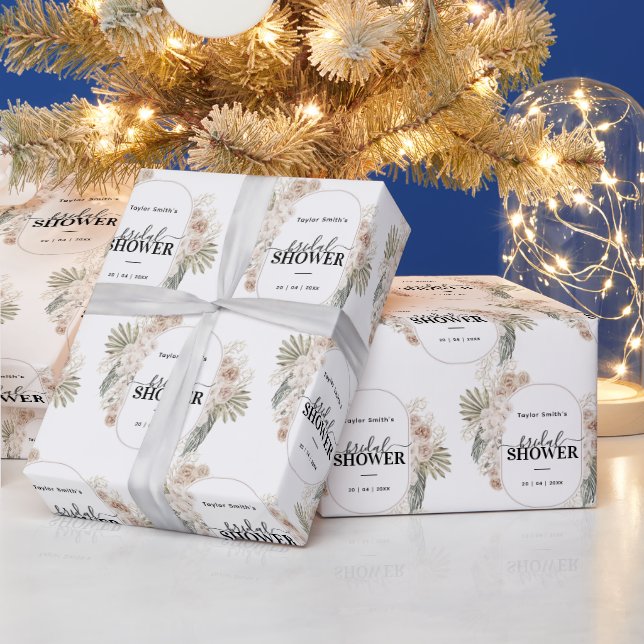 Modernes Brautparty mit Blumenrahmen Geschenkpapier (Feiertage)