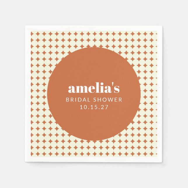 Modernes Brautparty Terracotta Dots Serviette (Vorderseite)