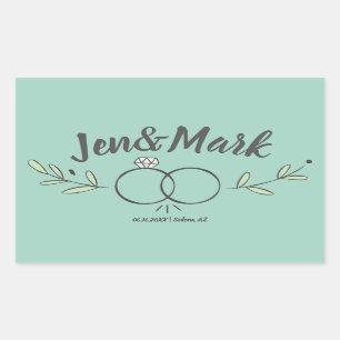 Modernes Brautring-Doodle Save the Date Rechteckiger Aufkleber