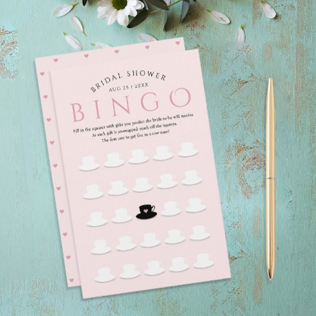 Modernes Bridal Pink Tee Party Bingo Teacup Muster (Von Creator hochgeladen)