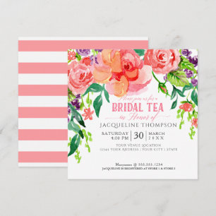 Modernes Bridal Tee Party Blumenkoralle Rosen Einladung