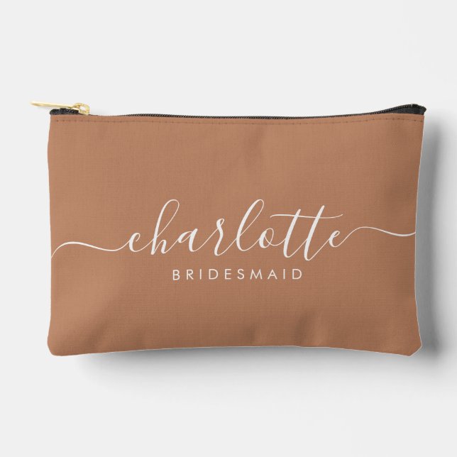 Modernes Bridesmaid-Geschenk Caramel Gevor Zubehörtasche (Vorderseite)