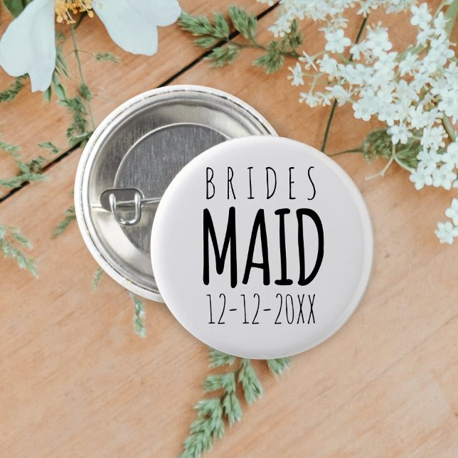 Modernes Bridesmaid Wedding Brautparty Button Butt (You can attach this button to your bridesmaid. Just add your wedding date)