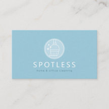 Modernes Broom Logo Blue Clearing Dienstmädchen