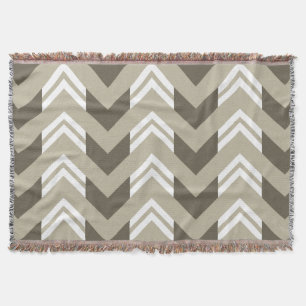 Modernes Brown, Beige, weißes Zickzack Muster Decke