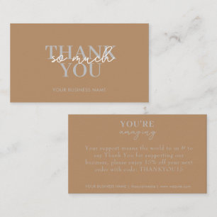 Modernes Brown Business Elegante Vielen Dank Visitenkarte