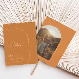 Modernes Brunt Orange Arch Foto Save the Date