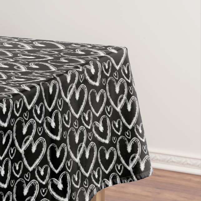 Modernes Brush Herz White Black Pattern Tischdecke (Beispiel)