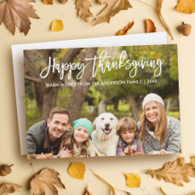 Modernes Brush Script Erntedank Family Foto