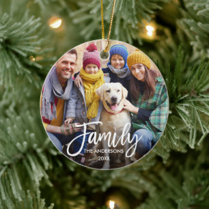 Modernes Brush-Script-Foto Keramik Ornament