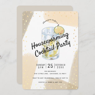 Modernes Brush Strokes Housewarming Cocktail Party Einladung