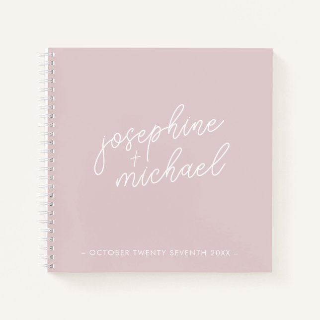Modernes Bubblegum Minimal Wedding Gästebuch Notizbuch (Vorderseite)