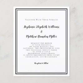 Modernes Budget Black & White Wedding Einladung