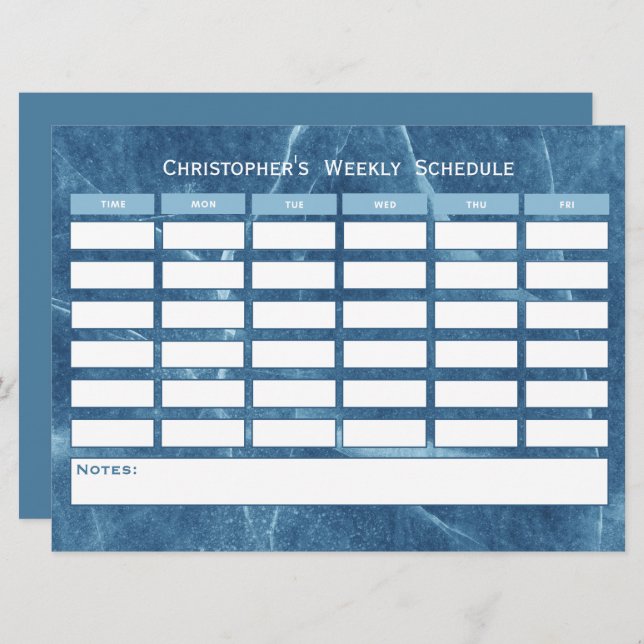 Modernes Budget Blue Weekekly Schedule Class Zeitp (Vorne/Hinten)