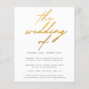 Modernes Budget Gold Foil Weiß für die Hochzeitsre Flyer