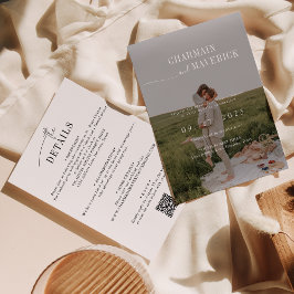 Modernes Budget in einem + QR-Code Hochzeit Einladung