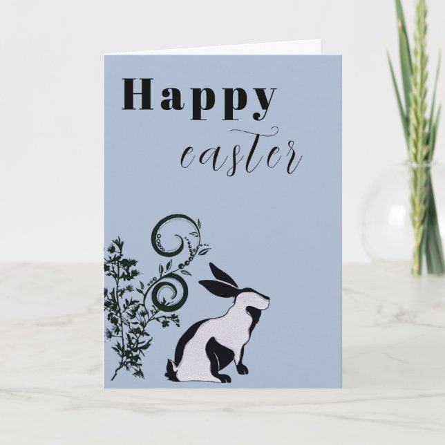 Modernes Bunny Happy Osterfest Personalisiert Karte (Vorderseite)