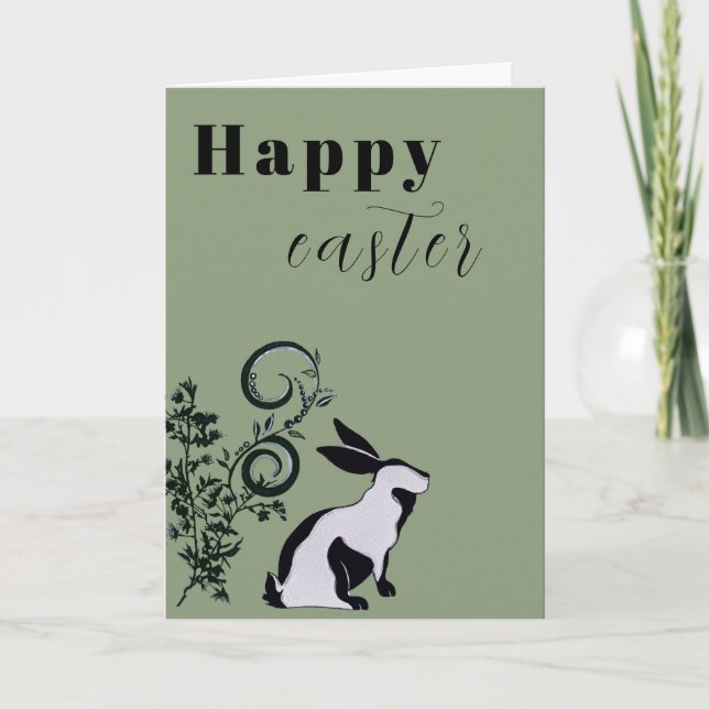 Modernes Bunny Happy Osterfest Personalisiert Karte (Vorderseite)