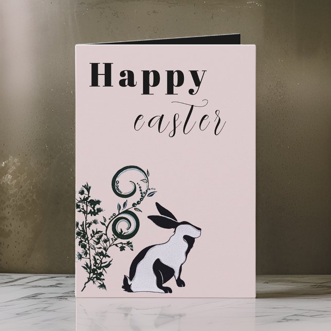 Modernes Bunny Happy Osterfest Personalisiert Karte (Von Creator hochgeladen)