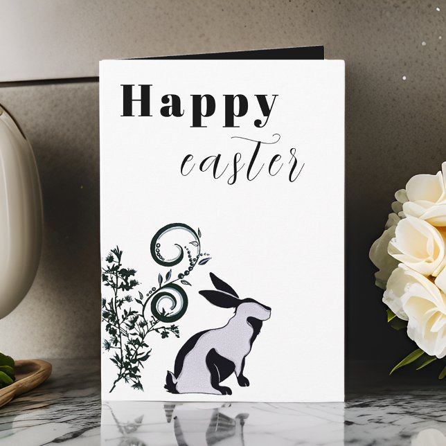 Modernes Bunny Happy Osterfest Personalisiert Karte (Von Creator hochgeladen)