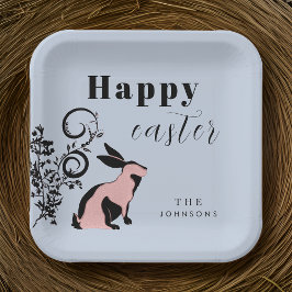 Modernes Bunny Happy Osterfest Personalisiert Pappteller