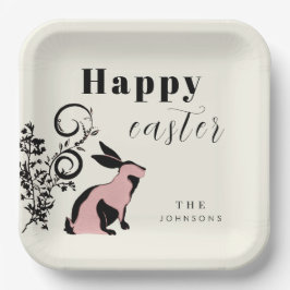 Modernes Bunny Happy Osterfest Personalisiert Pappteller