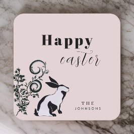 Modernes Bunny Happy Osterfest Personalisiert Rechteckiger Pappuntersetzer