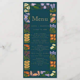 Modernes buntes Boho Chic Wedding Menu Menükarte
