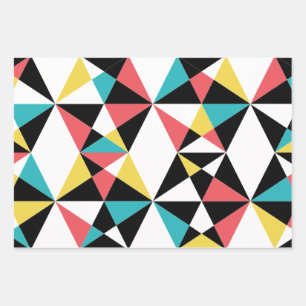 Modernes, buntes, lustiges, trendiges, geometrisch geschenkpapier set