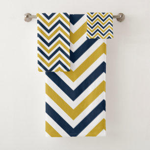 Modernes buntes Senf-Gelb und Blau des Muster- Badhandtuch Set