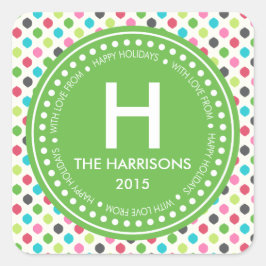 Modernes buntes Weihnachtspersonalisierte Quadratischer Aufkleber