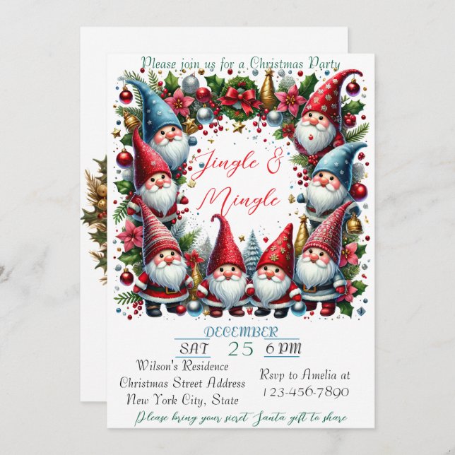 Modernes, buntes Weihnachtsthema Feiertagskarte (Vorne/Hinten)