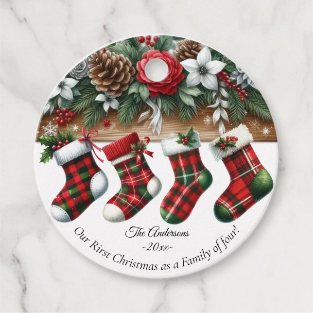 Modernes, buntes Weihnachtsthema Geschenkanhänger (Vorderseite)