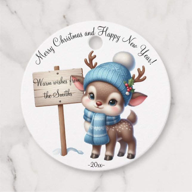 Modernes, buntes Weihnachtsthema Geschenkanhänger (Vorderseite)