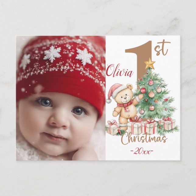 Modernes, buntes Weihnachtsthema Postkarte (Vorderseite)