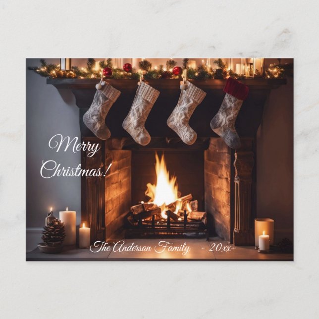 Modernes, buntes Weihnachtsthema Postkarte (Vorderseite)