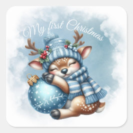 Modernes, buntes Weihnachtsthema Quadratischer Aufkleber