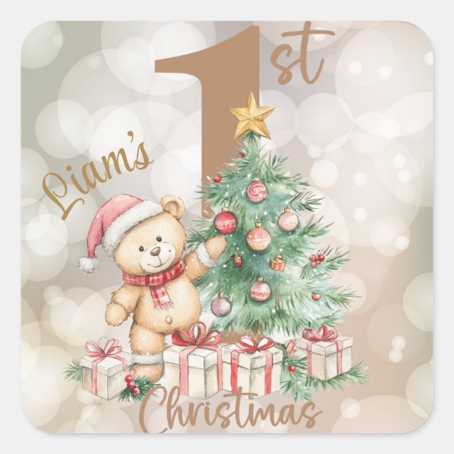 Modernes, buntes Weihnachtsthema Quadratischer Aufkleber (Vorderseite)