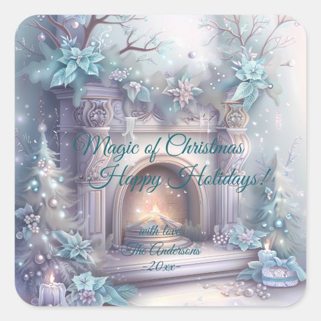 Modernes, buntes Weihnachtsthema Quadratischer Aufkleber (Vorderseite)