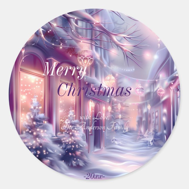 Modernes, buntes Weihnachtsthema Runder Aufkleber (Vorderseite)