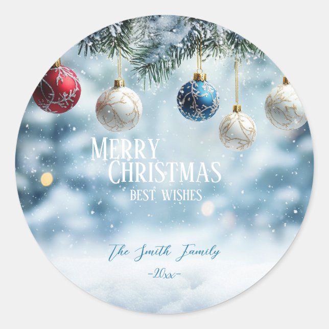 Modernes, buntes Weihnachtsthema Runder Aufkleber (Vorderseite)