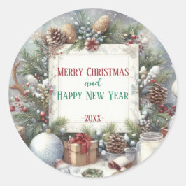 Modernes, buntes Weihnachtsthema Runder Aufkleber