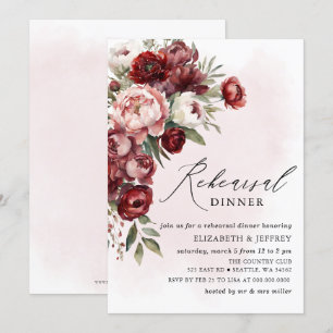 Modernes Burgund Blush Probe Dinner Einladung