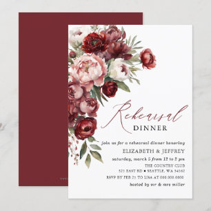 Modernes Burgund Blush Probe Dinner Einladung