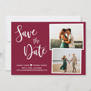 Modernes Burgund Elegantes Typografie-Foto Save The Date