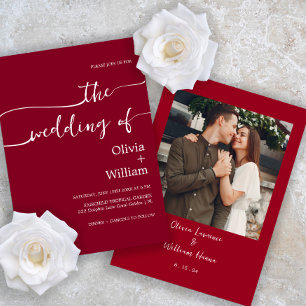 Modernes Burgund-Foto - Einladung zur Hochzeit