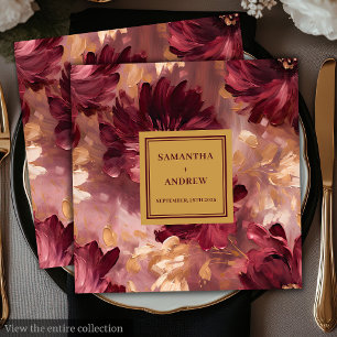 Modernes Burgund Gold Blush Hochzeitspapier Napkin Serviette