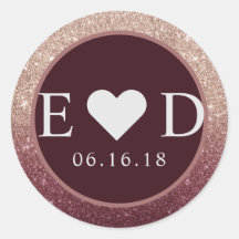 Modernes Burgund Rose Gold Glitzer Ombre Wedding