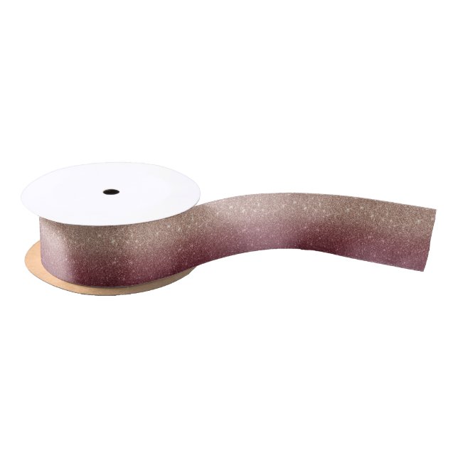 Modernes Burgund & Rose Gold Ombre Imitats Glitzer Satinband (Spule)